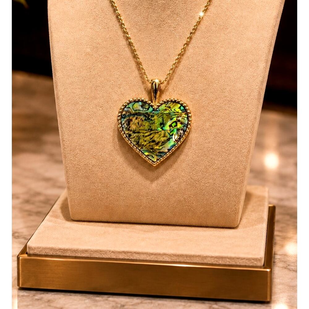 Wearable Art by Roman Gold Tone Abalone Heart Shape Women's Pendant